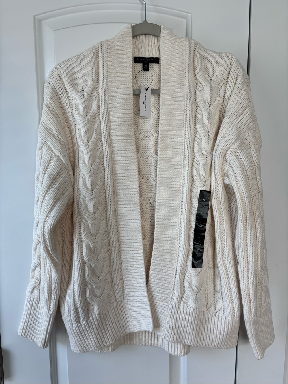 NWT Banana Republic Cream Oversized Cable Knit Open Heavy Cardigan Sweater